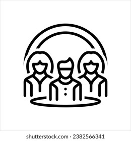 Vector black line icon for community