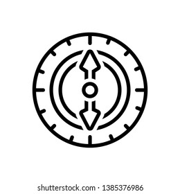 Vector black line icon for compass