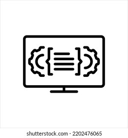Vector black line icon for compile