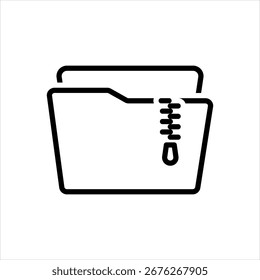 Icono de línea negra de Vector para carpeta comprimida
