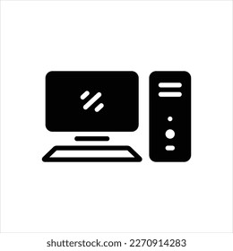 Vector black line icon for computers