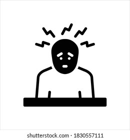Vector black line icon for concern