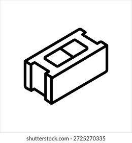 Ícone de linha preta vetorial para bloco de concreto