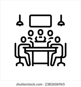 Icono de la línea negra del vector para la conferencia