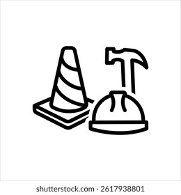 Vector black line icon for constructing tool