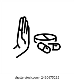 Vector black line icon for contraindication
