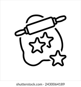 Vector black line icon for cookie cutter