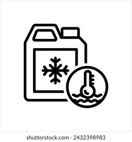 Vector black line icon for coolant flush