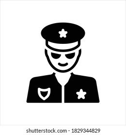 Vector black line icon for cop