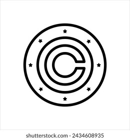 Icono de línea negra vectorial para copyright