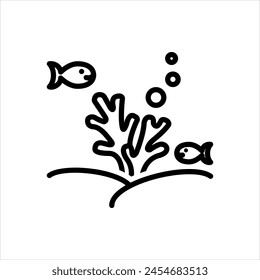 Icono de línea negra de Vector para arrecife de coral 