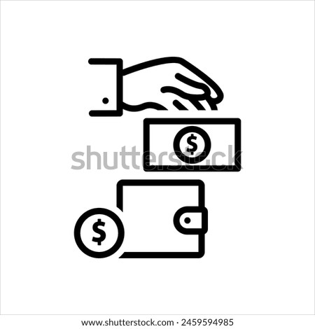 Vector black line icon for cost saving