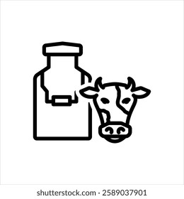 Vector black line icon for Cow milk