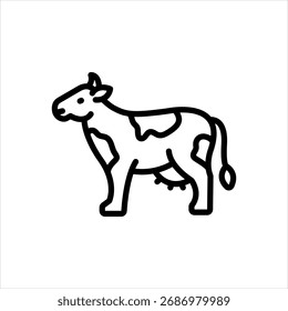 Vector black line icon for cow