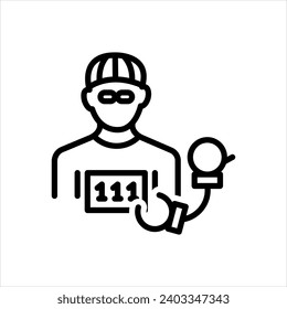 Icono de línea negra del vector para criminal 