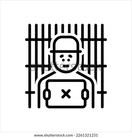 Vector black line icon for criminal