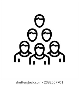 Vector black line icon for crowd