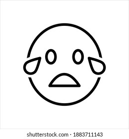 Vector black line icon for cry