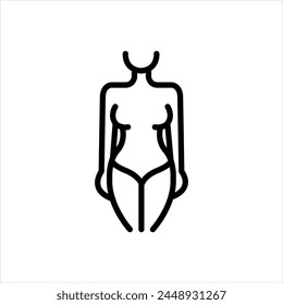 Vector black line icon for curvy body