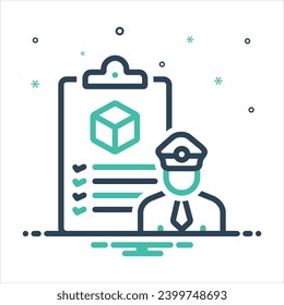 Vector black line icon for customs clearance