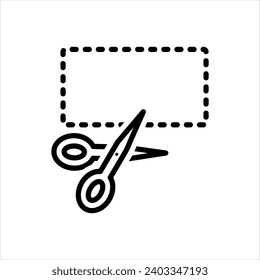 Icono de línea negra vectorial para borde de corte