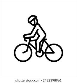 Icono de línea negra vectorial para ciclista