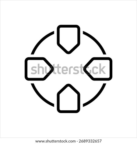 Vector black line icon for d pad