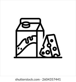 Vector black line icon for dairy product