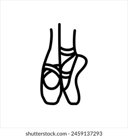 Vector black line icon for dancing feet