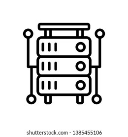 Vector black line icon for database