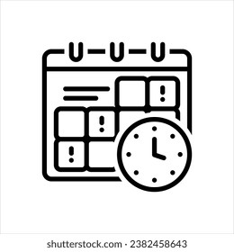 Vector black line icon for deadline