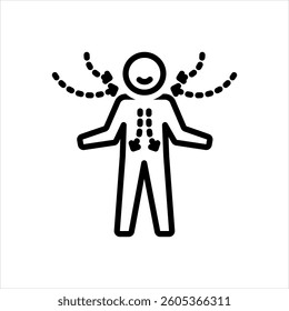Vector black line icon for deep breath