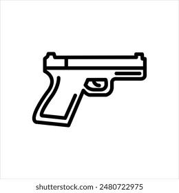 Icono de línea negra de Vector para pistola defensiva