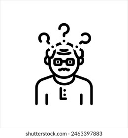 Vector black line icon for dementia