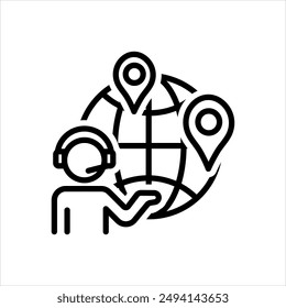 Vector black line icon for destination expert