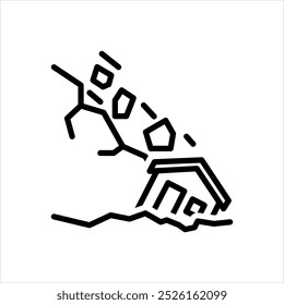 Vector black line icon for destruction