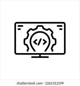 Vector black line icon for develop