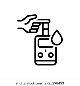 Vektor schwarze Linie Symbol für Diabetes-Test