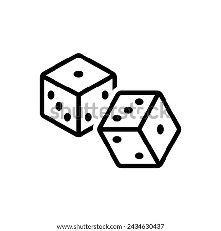 Vector black line icon for dice