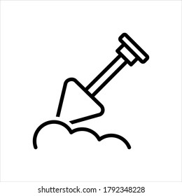 Vector black line icon for dig