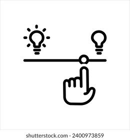 Vector black line icon for dimming light