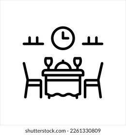 Vector black line icon for dinner