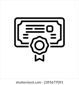 Icono de línea negra vectorial para diploma