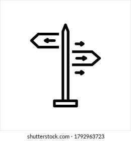 Vector black line icon for direction