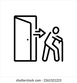 Vector black line icon for discharge