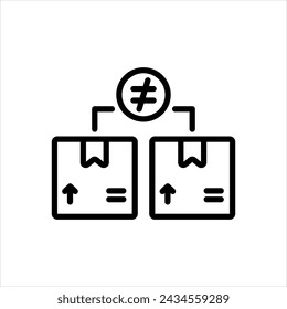 Icono de línea negra vectorial para discrepancias 
