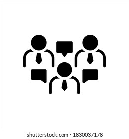 Vector black line icon for discuss