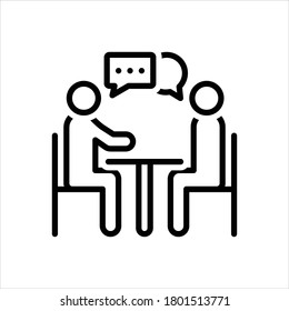 Icono de línea negra del vector para discusión