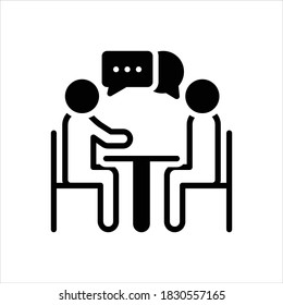 Icono de línea negra del vector para discusión