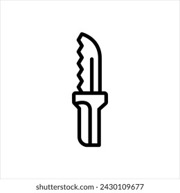 Icono de línea negra vectorial para cuchillo de buceo